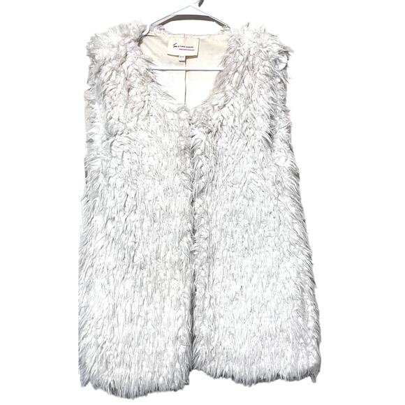 Two by Vince Camuto Womens Faux Fur Vest Size L Mob Wife Cream Ivory - Picture 1 of 8